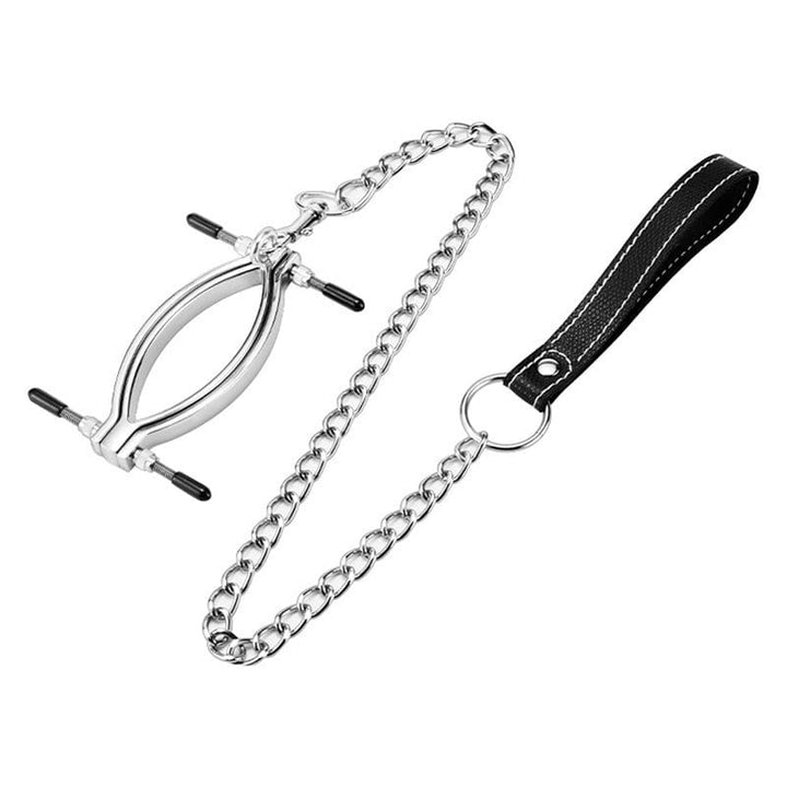 2703M      Pussy Trap Steel Labia Clamp with Leash Stimulation Toy   , Sub-Shop.com Bondage and Fetish Superstore