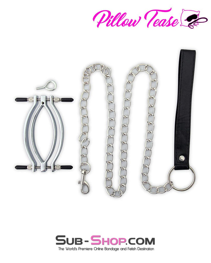 2703M      Pussy Trap Steel Labia Clamp with Leash Stimulation Toy   , Sub-Shop.com Bondage and Fetish Superstore