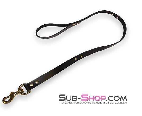 2725A      Gold Standard Black Leather Bondage Leash Leash   , Sub-Shop.com Bondage and Fetish Superstore