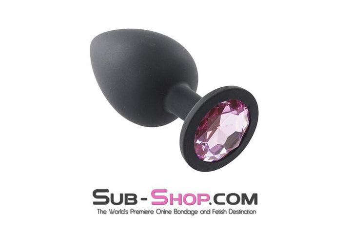 2734M      Large Black Silicone Anal Plug with Fuchsia Crystal - LAST CHANCE - Final Closeout! MEGA Deal   , Sub-Shop.com Bondage and Fetish Superstore