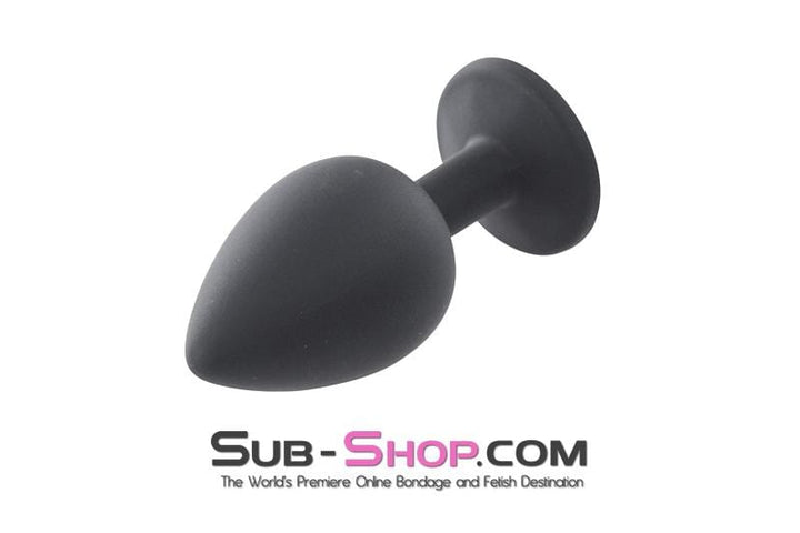 2734M      Large Black Silicone Anal Plug with Fuchsia Crystal - LAST CHANCE - Final Closeout! MEGA Deal   , Sub-Shop.com Bondage and Fetish Superstore