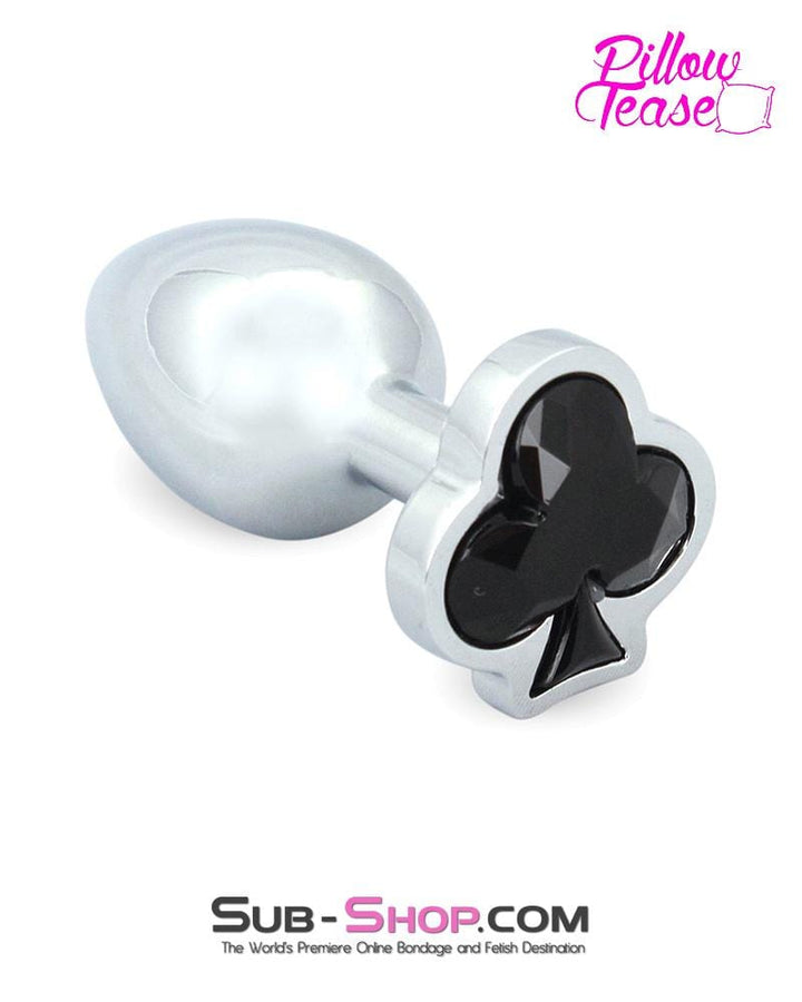 2750E      Black Clover Gem Small Chrome Butt Plug Butt Plug   , Sub-Shop.com Bondage and Fetish Superstore