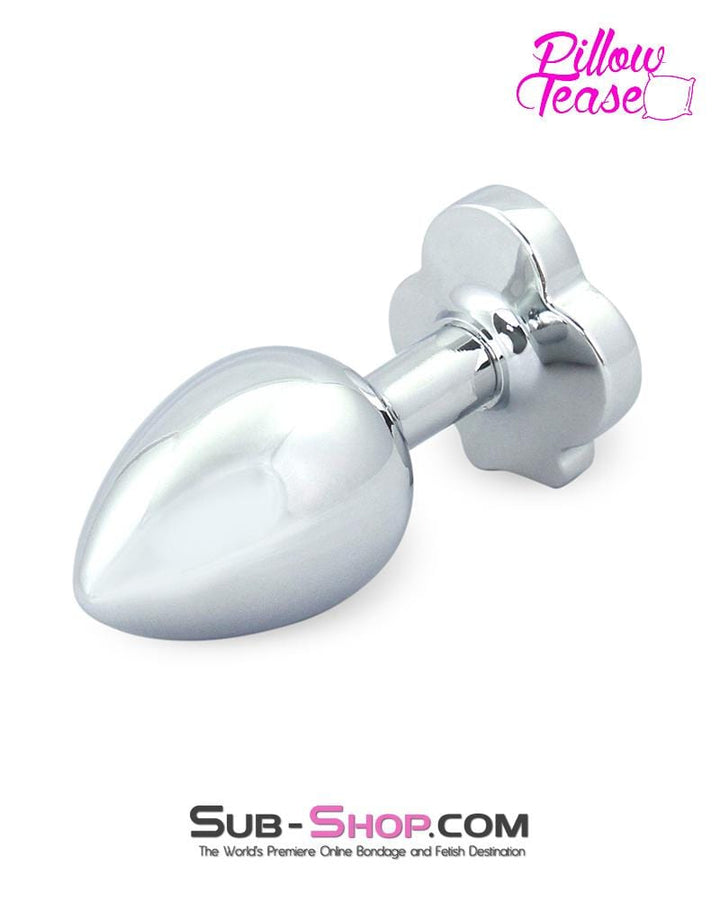 2750E      Black Clover Gem Small Chrome Butt Plug Butt Plug   , Sub-Shop.com Bondage and Fetish Superstore