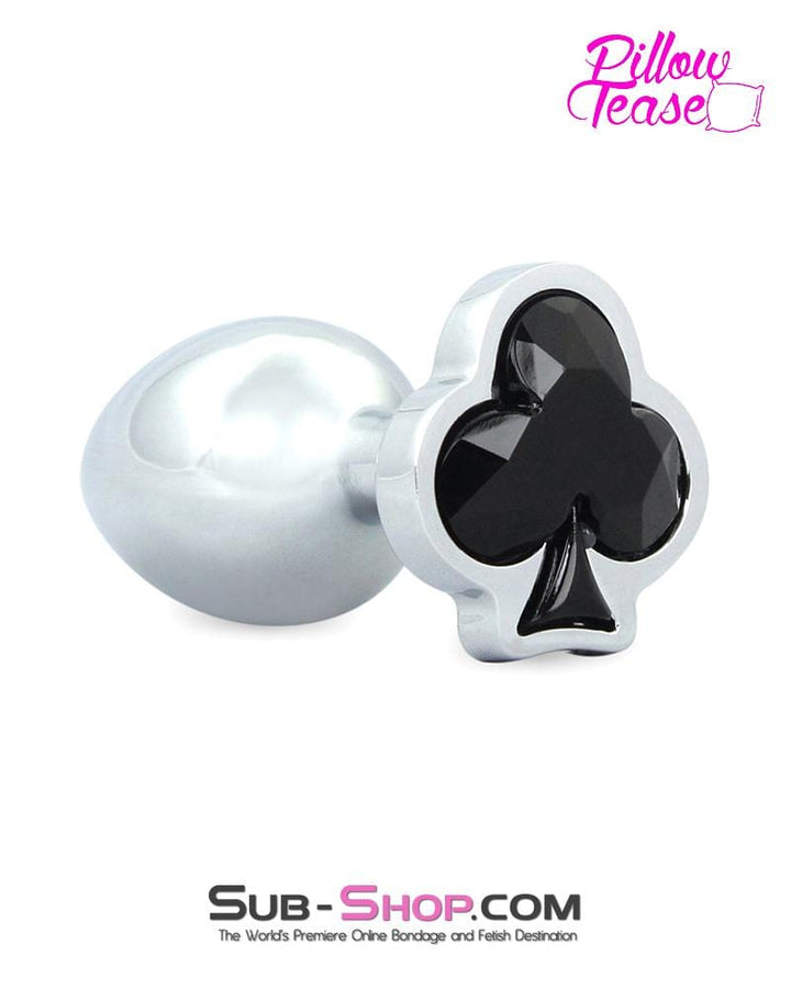 2750E      Black Clover Gem Small Chrome Butt Plug Butt Plug   , Sub-Shop.com Bondage and Fetish Superstore