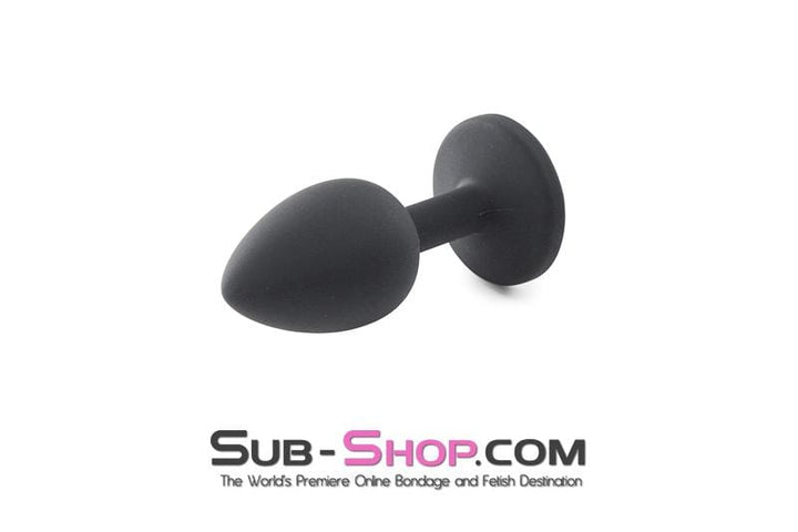 2794M      Small Black Silicone Anal Plug with Sapphire Crystal - LAST CHANCE - Final Closeout! MEGA Deal   , Sub-Shop.com Bondage and Fetish Superstore