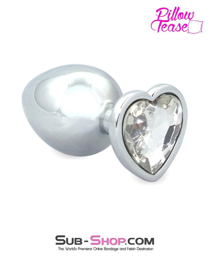 0317E      Heart Diamond Gem Chrome Steel Butt Plug, Large Butt Plug   , Sub-Shop.com Bondage and Fetish Superstore