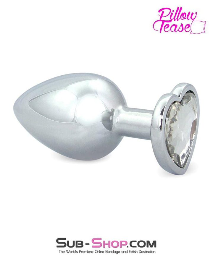 0317E      Heart Diamond Gem Chrome Steel Butt Plug, Large Butt Plug   , Sub-Shop.com Bondage and Fetish Superstore