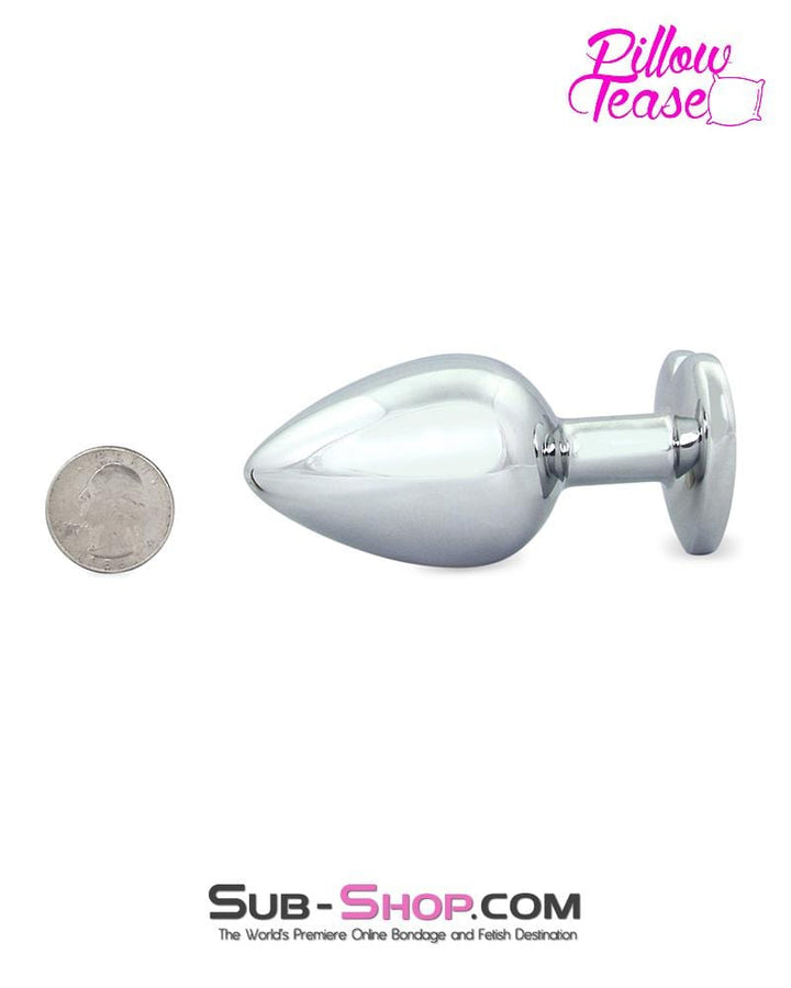 0317E      Heart Diamond Gem Chrome Steel Butt Plug, Large Butt Plug   , Sub-Shop.com Bondage and Fetish Superstore