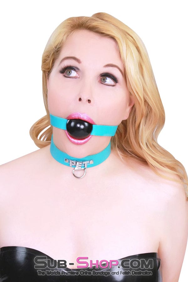 3416A      Classic Diamond Blue Ballgag Strap, Black Ball Ballgag   , Sub-Shop.com Bondage and Fetish Superstore