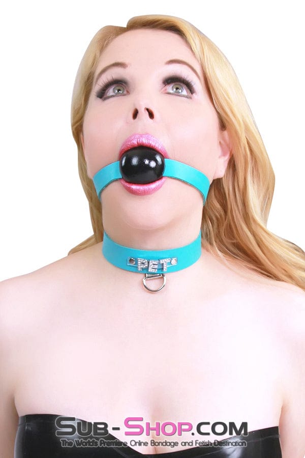 3416A      Classic Diamond Blue Ballgag Strap, Black Ball Ballgag   , Sub-Shop.com Bondage and Fetish Superstore