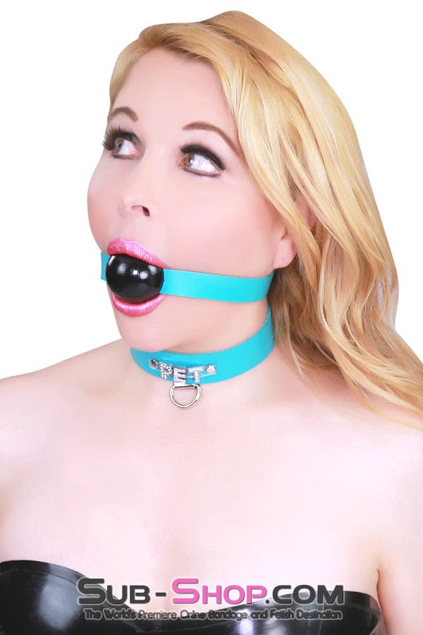 3416A      Classic Diamond Blue Ballgag Strap, Black Ball Ballgag   , Sub-Shop.com Bondage and Fetish Superstore