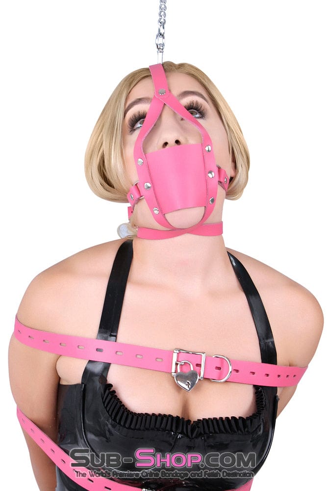 3426A-SIS      Forced Fantasy Sissy Bitch Sissy Boi Bondage Slave Babe Hot Pink Silencer Panel Style Ballgag Trainer Sissy   , Sub-Shop.com Bondage and Fetish Superstore