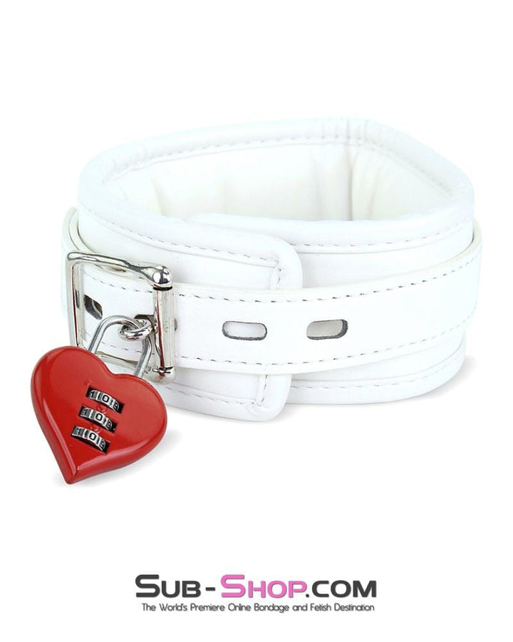 7251RS      Corrupt Me White Padded Bondage Collar and Leash Set Collar   , Sub-Shop.com Bondage and Fetish Superstore