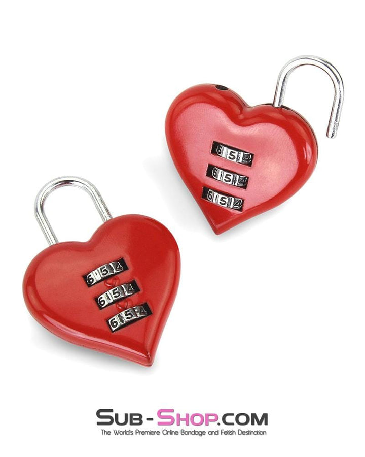 3427M      Red Heart Combination Bondage Gear Lock Padlock   , Sub-Shop.com Bondage and Fetish Superstore