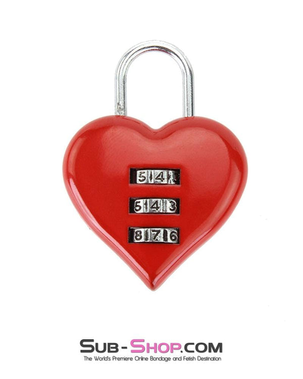 3427M      Red Heart Combination Bondage Gear Lock Padlock   , Sub-Shop.com Bondage and Fetish Superstore