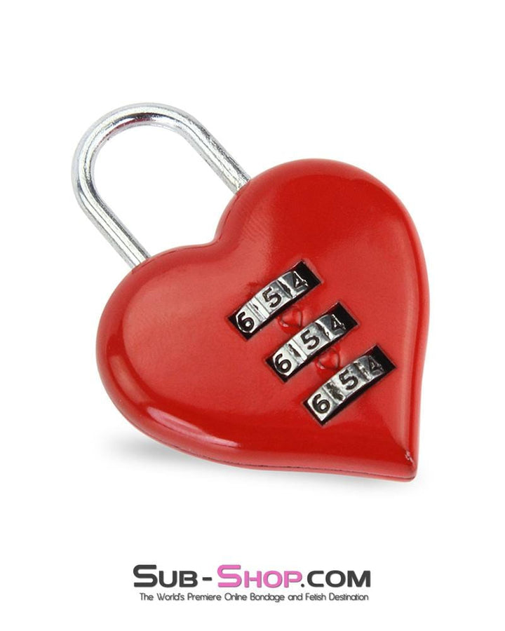 3427M      Red Heart Combination Bondage Gear Lock Padlock   , Sub-Shop.com Bondage and Fetish Superstore