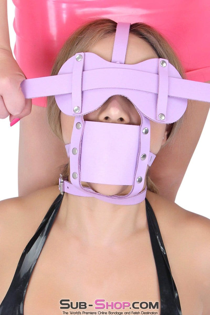 3434A      Purple Leather Wide Blindfold Strap Blindfold   , Sub-Shop.com Bondage and Fetish Superstore