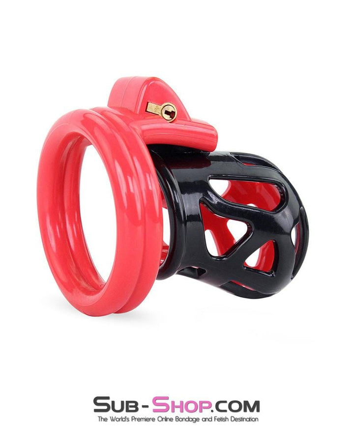 3445AE      Chastity Tease Sensation Cage Red and Black High Security Locking Male Chastity Device Chastity   , Sub-Shop.com Bondage and Fetish Superstore