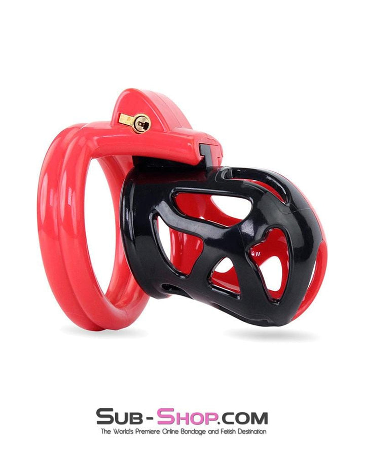 3445AE      Chastity Tease Sensation Cage Red and Black High Security Locking Male Chastity Device Chastity   , Sub-Shop.com Bondage and Fetish Superstore