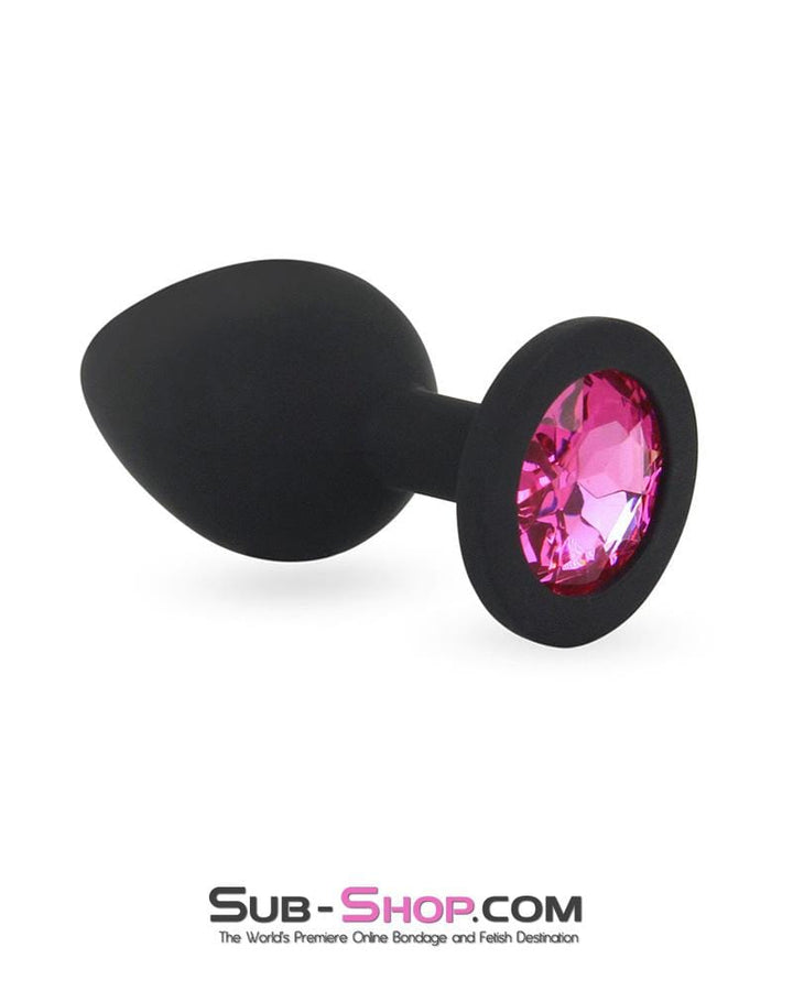 3447M      Small Silicone Butt Plug with Sex Bomb Pink Gem Butt Plug   , Sub-Shop.com Bondage and Fetish Superstore