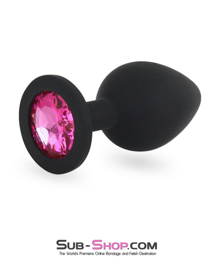 3447M      Small Silicone Butt Plug with Sex Bomb Pink Gem Butt Plug   , Sub-Shop.com Bondage and Fetish Superstore