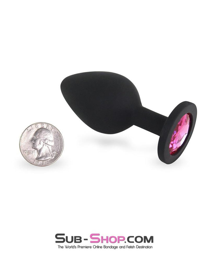 3447M      Small Silicone Butt Plug with Sex Bomb Pink Gem Butt Plug   , Sub-Shop.com Bondage and Fetish Superstore