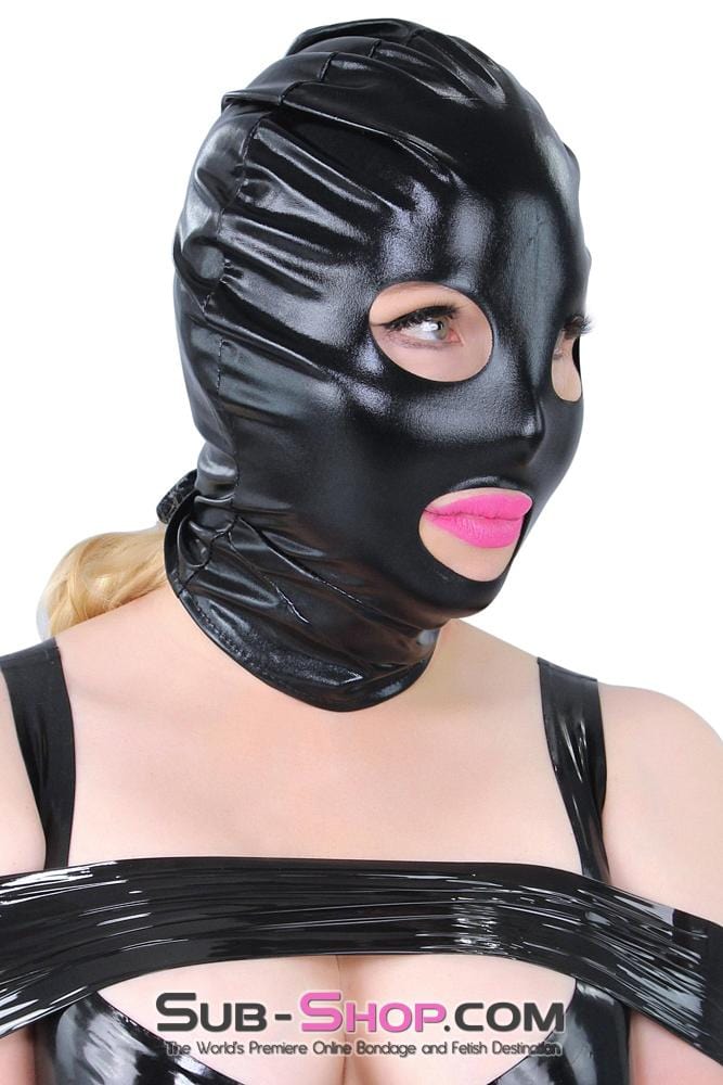 3484LB      Shiny Spandex Open Mouth & Eyes Hood Hoods   , Sub-Shop.com Bondage and Fetish Superstore