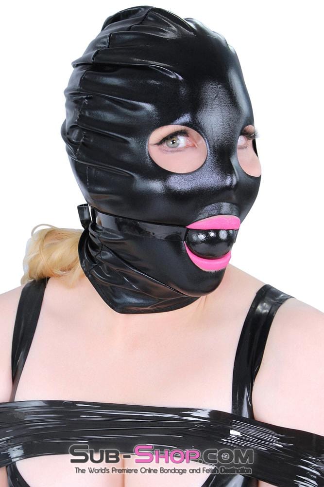 3484LB      Shiny Spandex Open Mouth & Eyes Hood Hoods   , Sub-Shop.com Bondage and Fetish Superstore