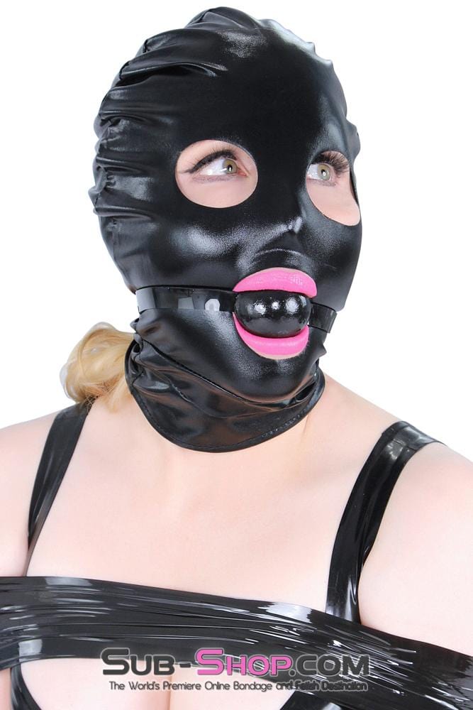 3484LB      Shiny Spandex Open Mouth & Eyes Hood Hoods   , Sub-Shop.com Bondage and Fetish Superstore