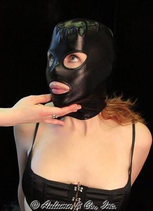 3484LB      Shiny Spandex Open Mouth & Eyes Hood Hoods   , Sub-Shop.com Bondage and Fetish Superstore