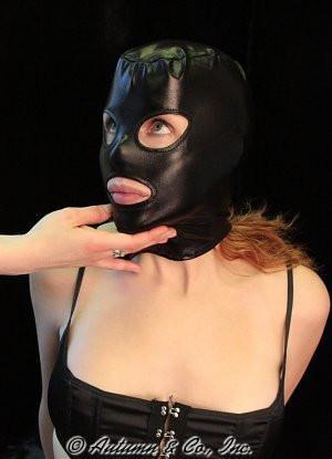 3484LB      Shiny Spandex Open Mouth & Eyes Hood - MEGA Deal Black Friday Blowout   , Sub-Shop.com Bondage and Fetish Superstore