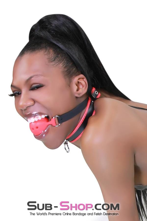 0349RS      Large Red Silicone Breather Ball Gag with Black Straps Gags   , Sub-Shop.com Bondage and Fetish Superstore