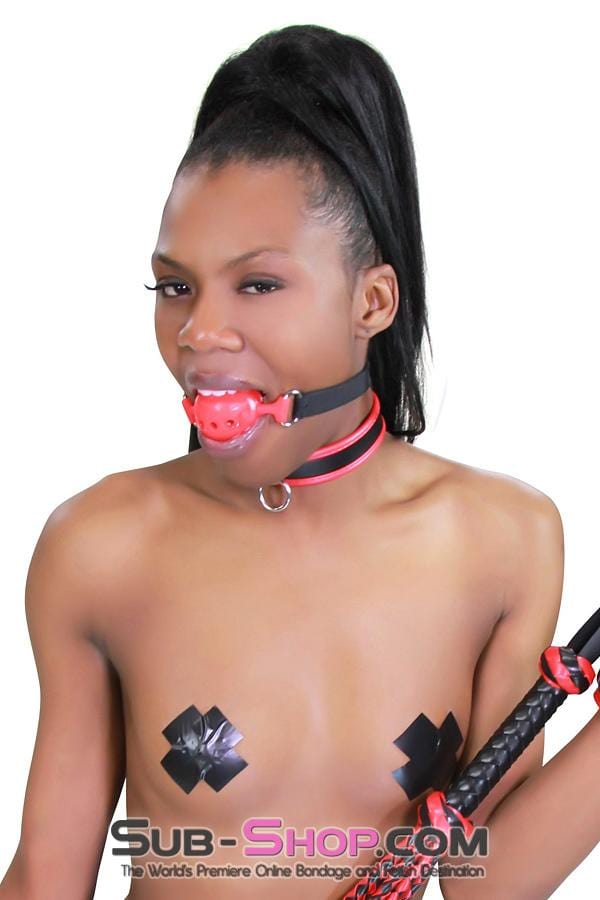 0349RS      Large Red Silicone Breather Ball Gag with Black Straps Gags   , Sub-Shop.com Bondage and Fetish Superstore