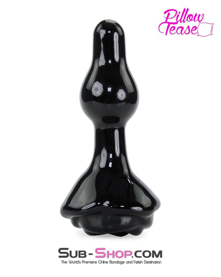 0352E      Black Glass Rose Base Anal Plug Anal Toys   , Sub-Shop.com Bondage and Fetish Superstore