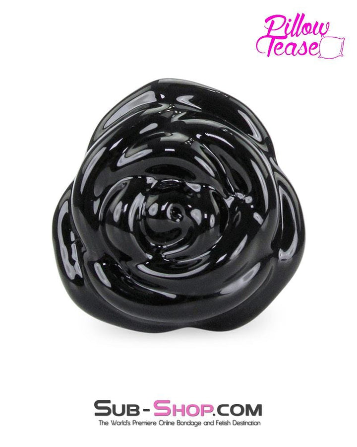 0352E      Black Glass Rose Base Anal Plug Anal Toys   , Sub-Shop.com Bondage and Fetish Superstore