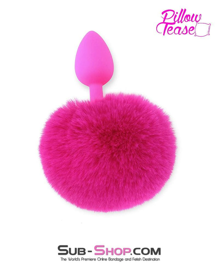 3717M      Somebunny Loves You Pink Powder Puff Bunny Tail, Small Pink Silicone Plug Butt Plug   , Sub-Shop.com Bondage and Fetish Superstore