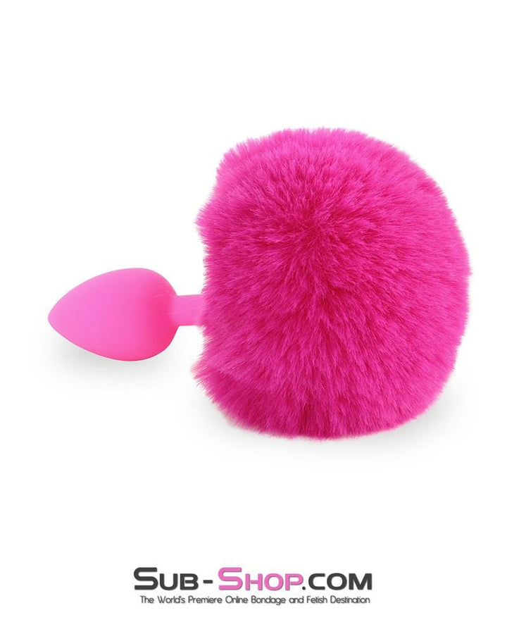 3717M      Somebunny Loves You Pink Powder Puff Bunny Tail, Small Pink Silicone Plug Butt Plug   , Sub-Shop.com Bondage and Fetish Superstore