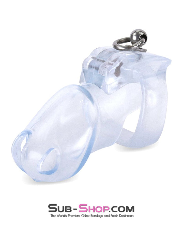 3767M      Long Clear Locking Cock Cage Chastity with Lead Ring with Small Cock Cuff Chastity   , Sub-Shop.com Bondage and Fetish Superstore