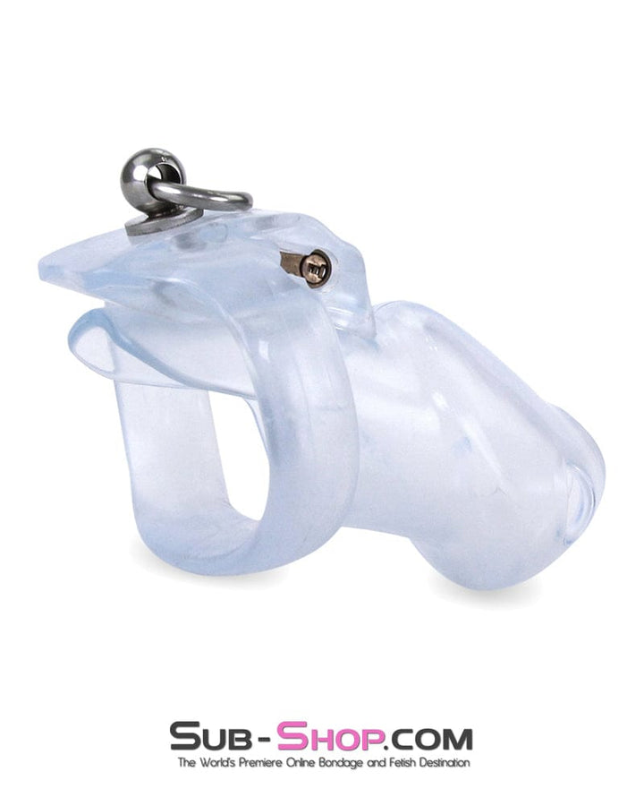 3767M      Long Clear Locking Cock Cage Chastity with Lead Ring with Small Cock Cuff Chastity   , Sub-Shop.com Bondage and Fetish Superstore