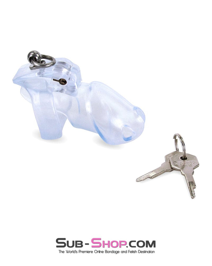 3767M      Long Clear Locking Cock Cage Chastity with Lead Ring with Small Cock Cuff Chastity   , Sub-Shop.com Bondage and Fetish Superstore