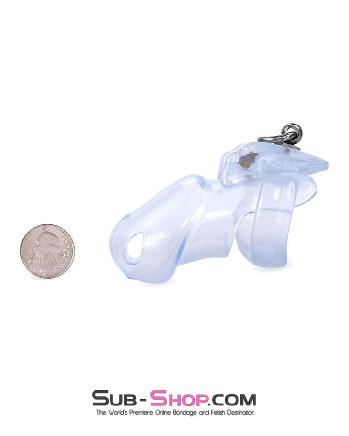 3767M      Long Clear Locking Cock Cage Chastity with Lead Ring with Small Cock Cuff Chastity   , Sub-Shop.com Bondage and Fetish Superstore