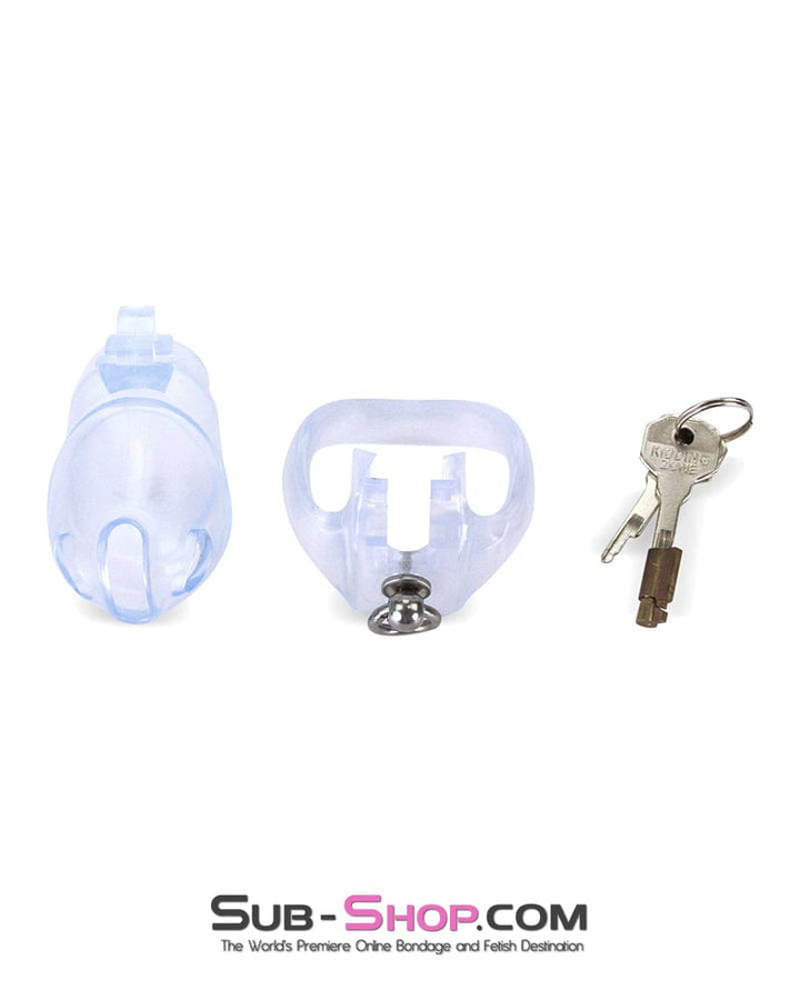 3767M      Long Clear Locking Cock Cage Chastity with Lead Ring with Small Cock Cuff Chastity   , Sub-Shop.com Bondage and Fetish Superstore