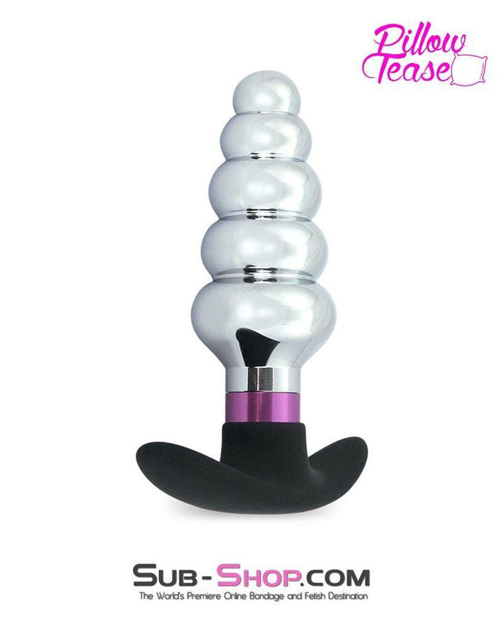 0381E      Ripple Purple and Polished Aluminum Butt Plug with Silicone Base - MEGA Deal MEGA Deal   , Sub-Shop.com Bondage and Fetish Superstore