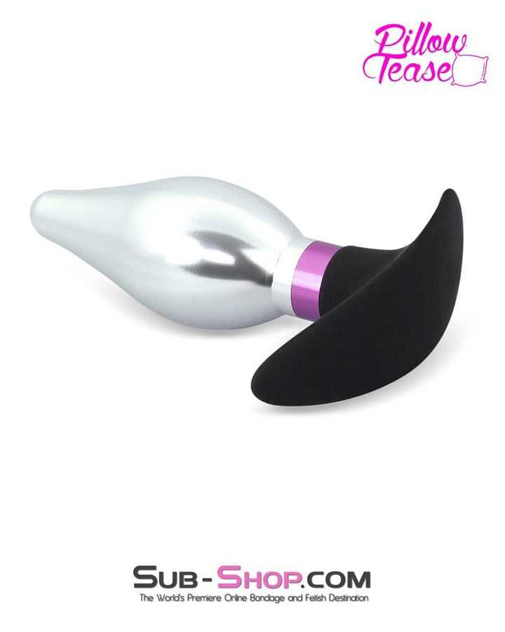 0382E      Flare Purple and Polished Aluminum Butt Plug with Silicone Base Butt Plug   , Sub-Shop.com Bondage and Fetish Superstore