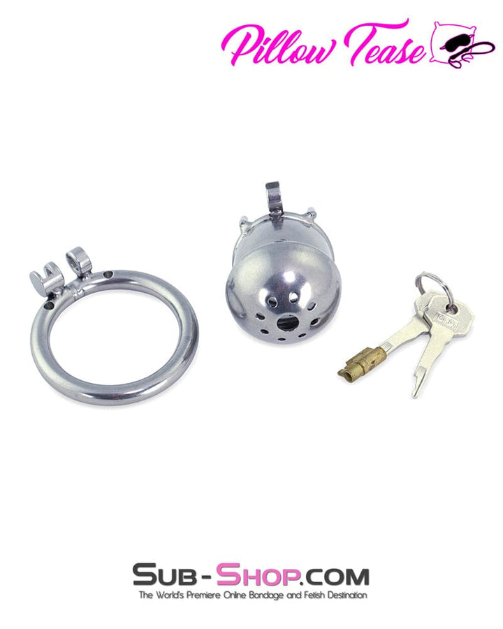 3838AR      Steel Capped Tube Full Enclosure Chastity Cock Cage with 2” Cock Ring Chastity   , Sub-Shop.com Bondage and Fetish Superstore