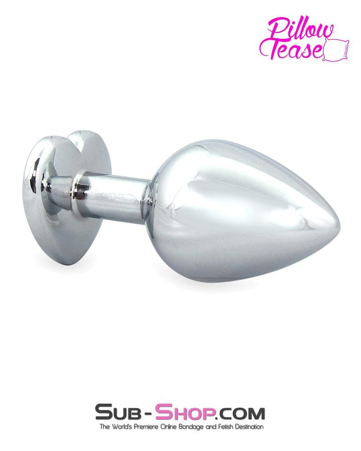 0400E      Chromed Clear Heart Gem Medium Butt Plug Butt Plug   , Sub-Shop.com Bondage and Fetish Superstore