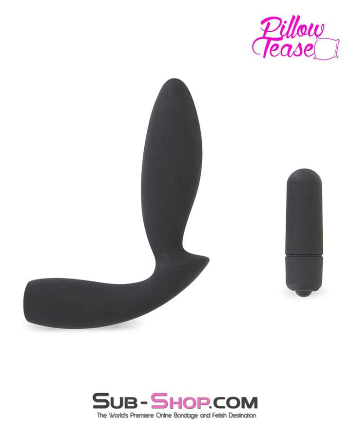 0440E      Black Silicone Butt Plug with Perineum Stimulator Butt Plug   , Sub-Shop.com Bondage and Fetish Superstore