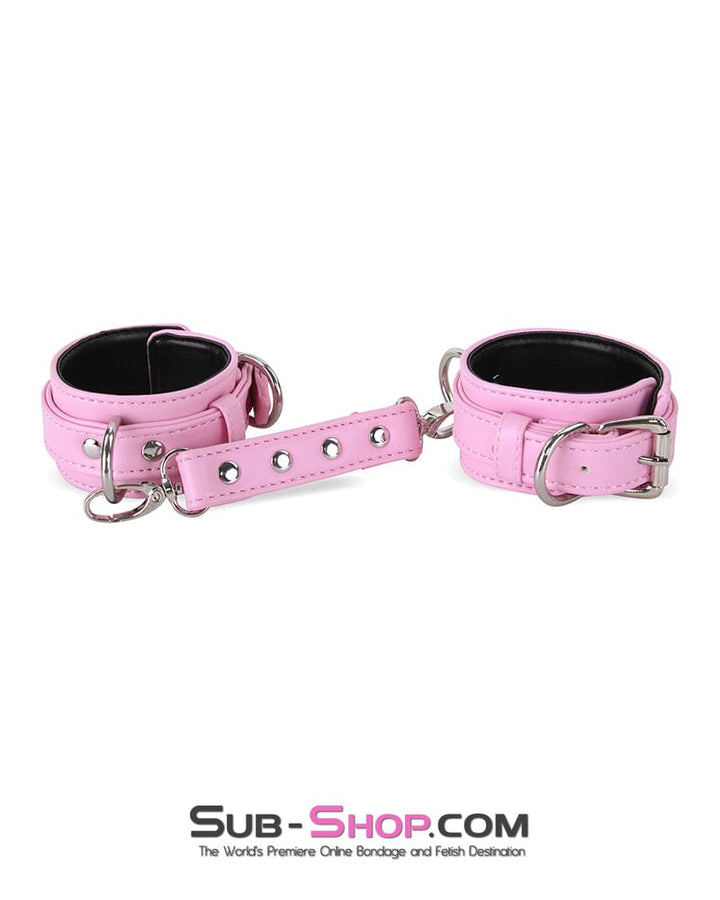 4453M      Princess Pink Padded Wrist Bondage Cuffs with Matching Connector Set Cuffs   , Sub-Shop.com Bondage and Fetish Superstore