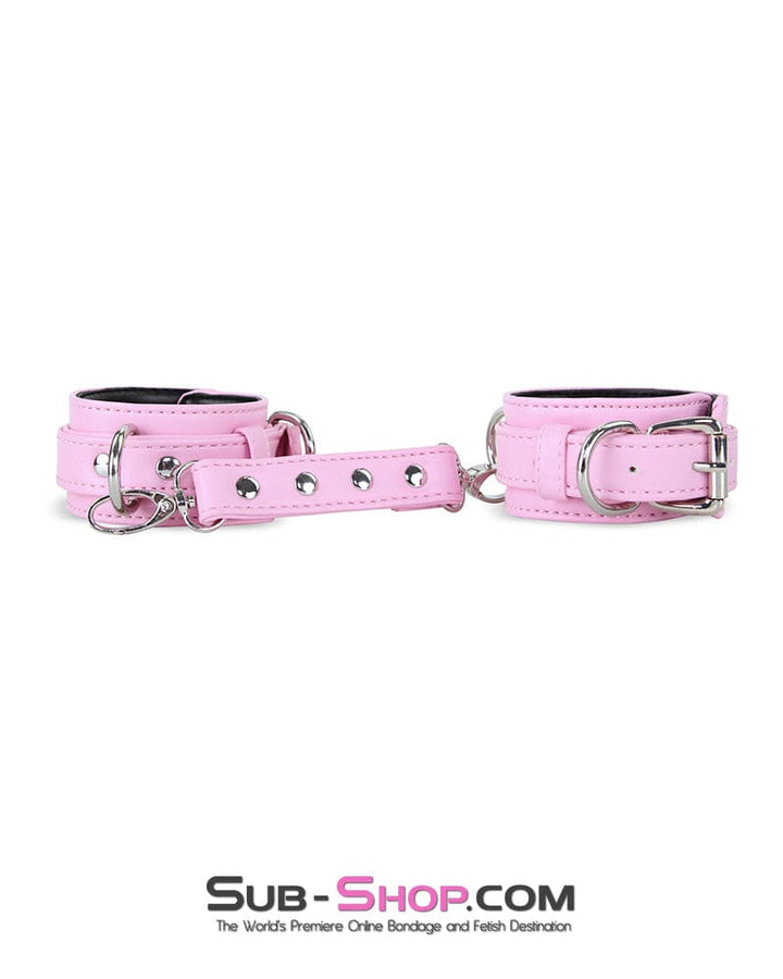 4453M      Princess Pink Padded Wrist Bondage Cuffs with Matching Connector Set Cuffs   , Sub-Shop.com Bondage and Fetish Superstore