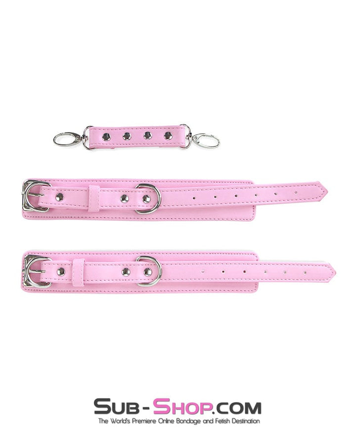 4453M      Princess Pink Padded Wrist Bondage Cuffs with Matching Connector Set Cuffs   , Sub-Shop.com Bondage and Fetish Superstore